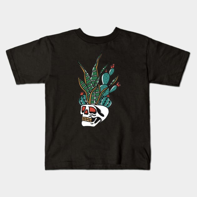 Skull Plants Kids T-Shirt by Nick Quintero